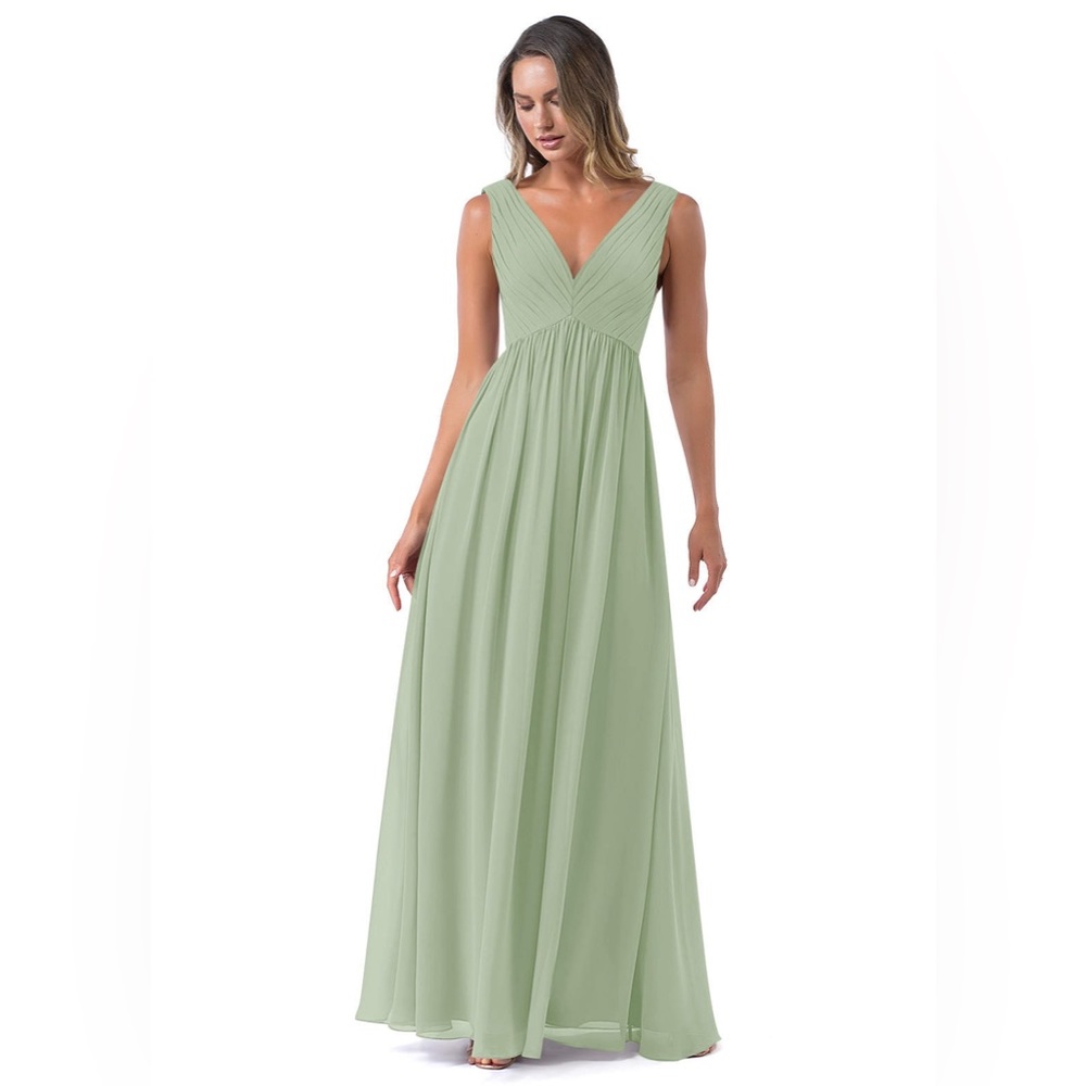 AZAZIE RANVIE A-Line Pleated Chiffon Floor-Length Dress Dusty Sage